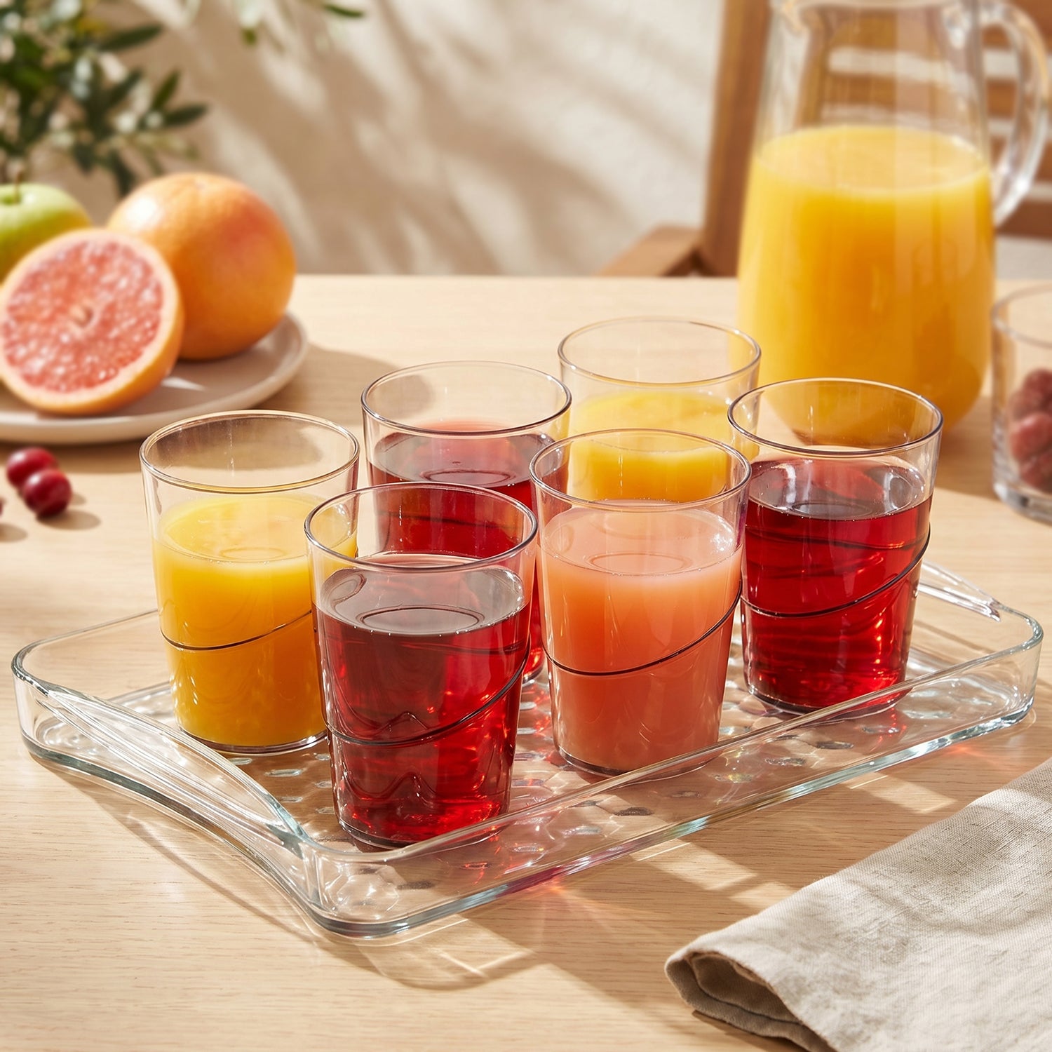 Premium Glass Serving Set (6 Glass With 1 Tray)