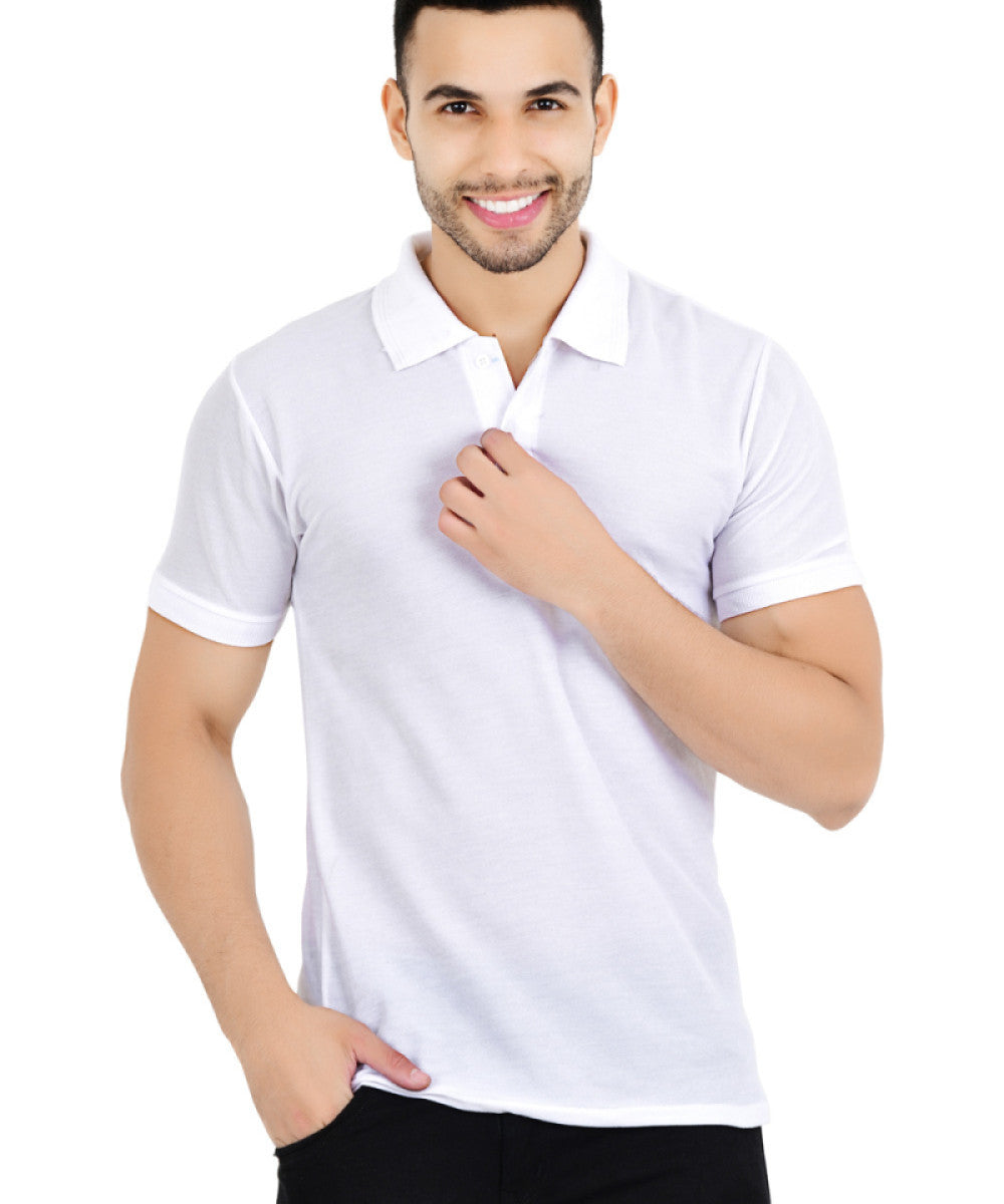 Set of four men's solid polo neck T-shirts in multicolor from Drpshippr's men's collection, displayed in a pack.
