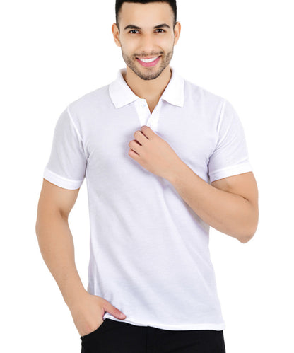 Set of four men's solid polo neck T-shirts in multicolor from Drpshippr's men's collection, displayed in a pack.