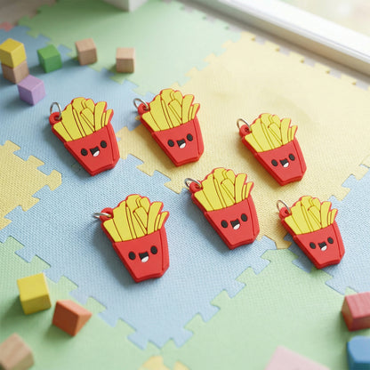 Cute French Fries Shap Bag Charm Keychain Set (10 Pc)