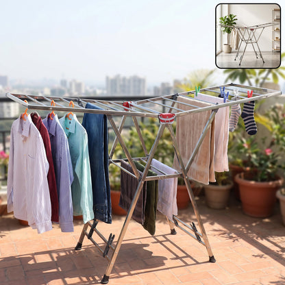 Heavy Duty Foldable Clothes Drying Rack With Wings For Indoor And Outdoor (1 Pc)