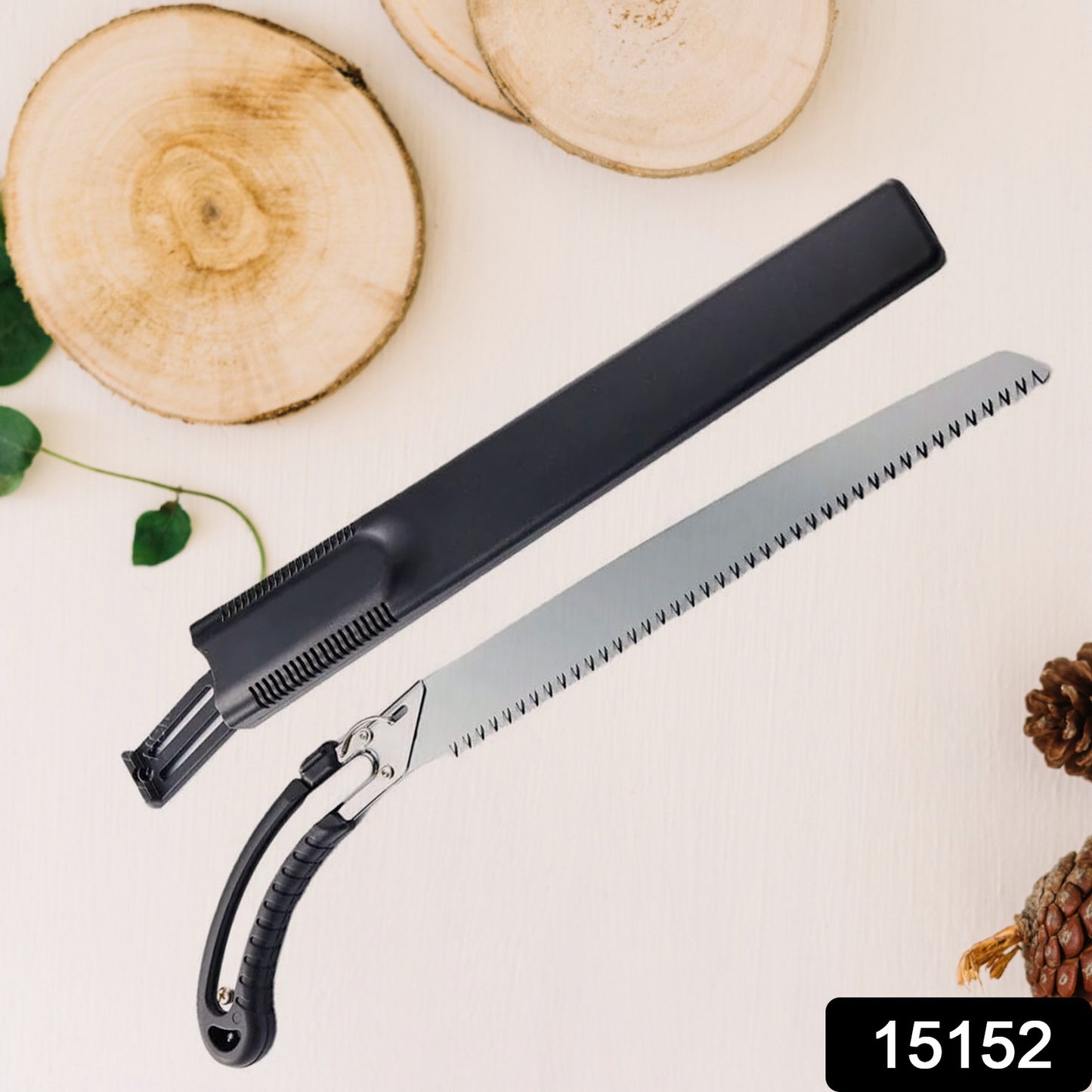 Wukusy garden hand pruning saw with cover, 50 cm long, ideal for tree branch cutting and garden pruning tasks.