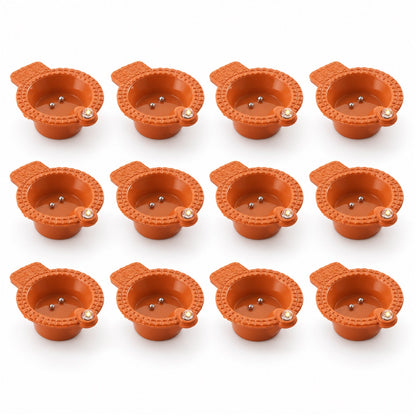 Set of 12 Wukusy flameless LED diyas water sensor lights for Diwali and pooja decoration, safe and decorative for festive occasions.