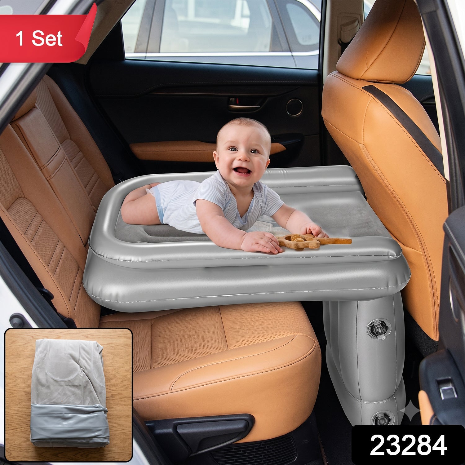 Inflatable Travel Air Bed Mattress For Car Back Seat Kids Baby (1 Set)