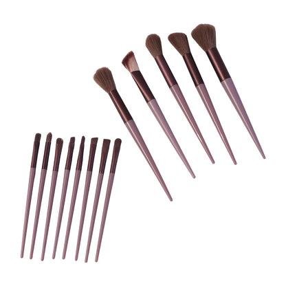 Wukusy professional makeup brush set with 13 soft synthetic brushes and a pouch, arranged neatly on a white background.