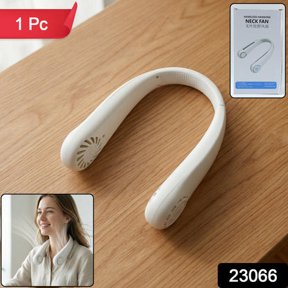 Portable Rechargeable Neck Fan (1 Pc White Color)
