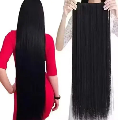 Natural Black Straight Hair Extensions – Synthetic 24 Inch 5 Clip Set
