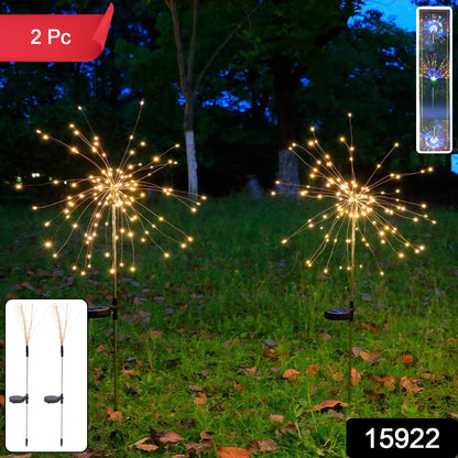 Wukusy solar powered warm white starburst firework garden light set with 120 LEDs, perfect for outdoor decorative lighting.