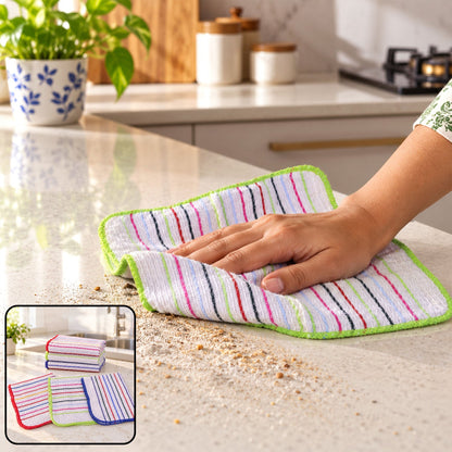 Checked Cotton Dish Cleaning Cloth Set For Kitchen Use (6 Pc 28 X 28 Cm)