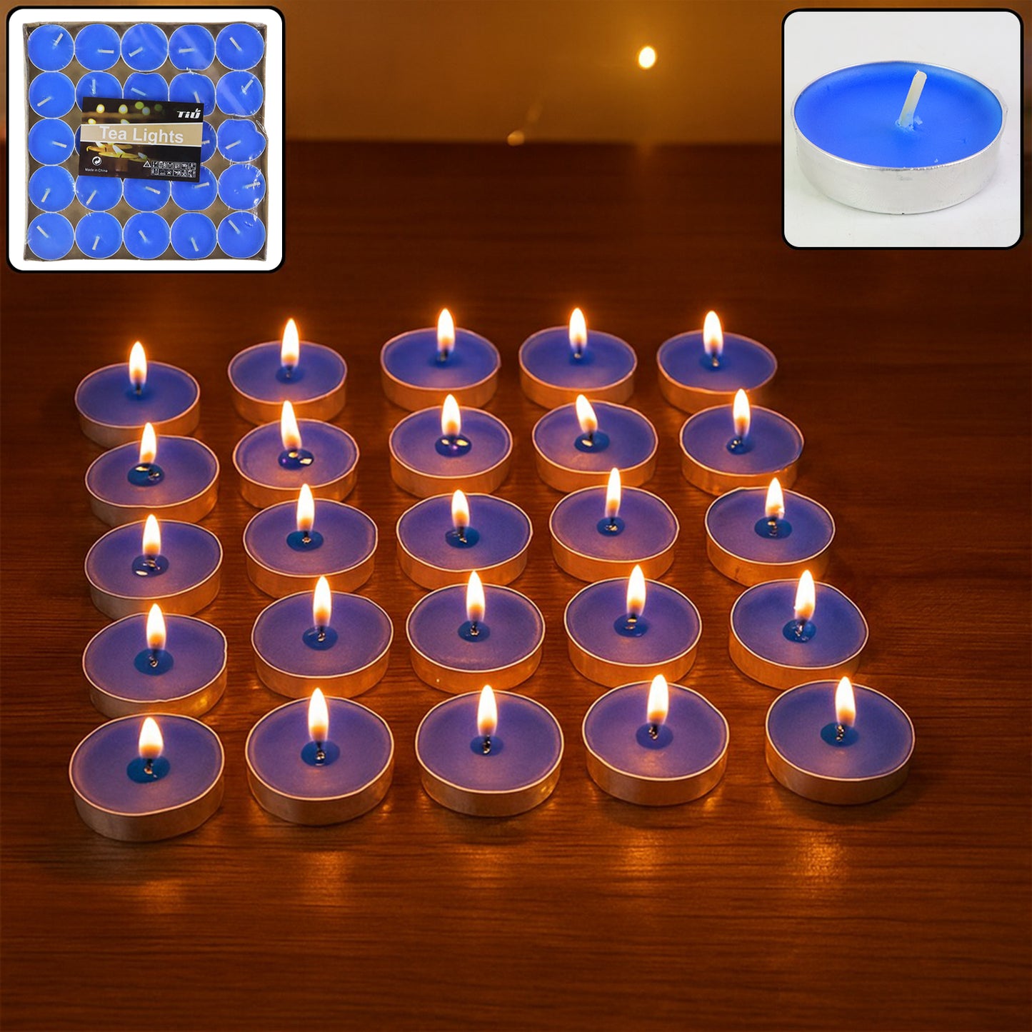 Blue Scented Tea Light Candles (25 Pc  Set)