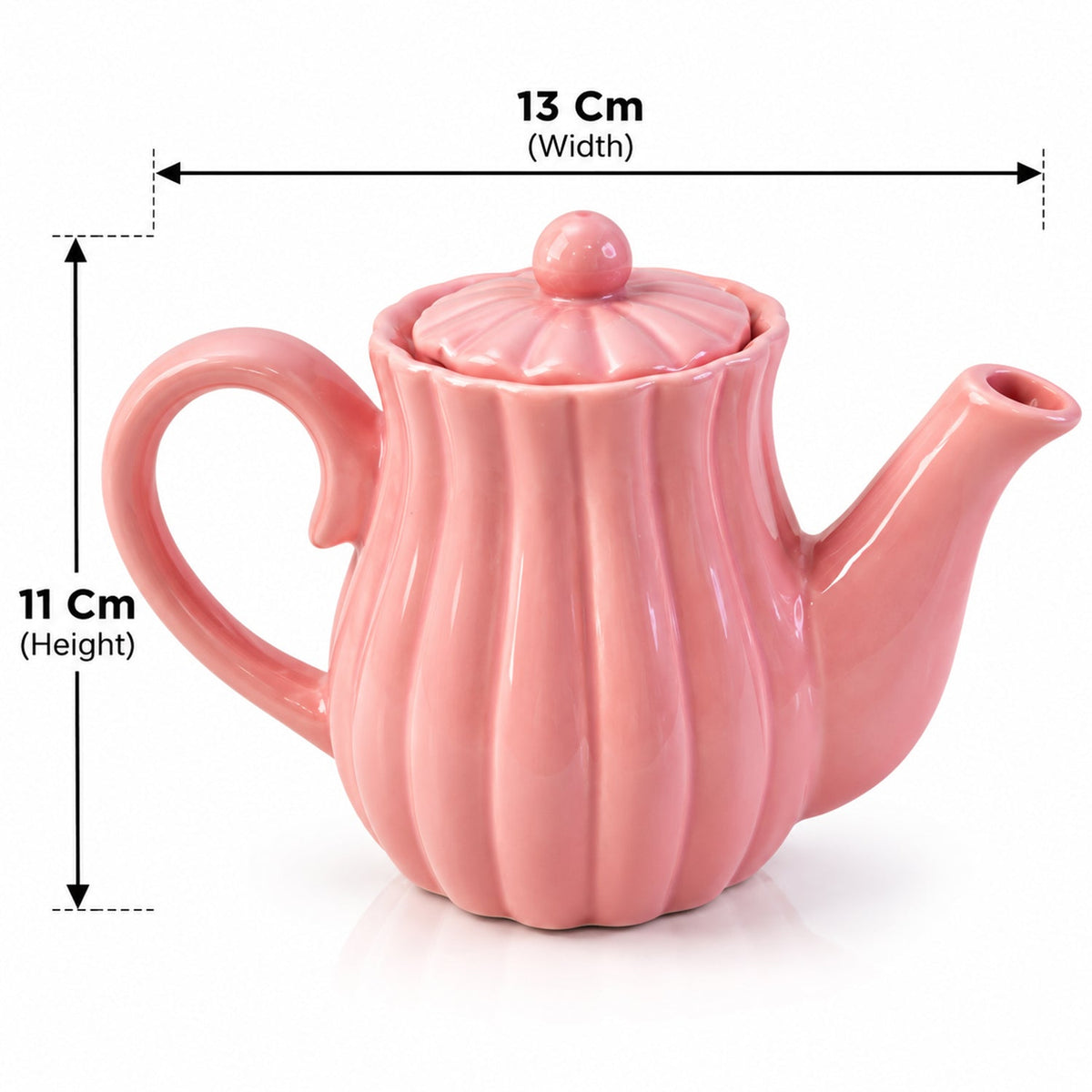 Wukusy ribbed ceramic tea set with teapot and four cups, ideal for serving tea or gifting, featuring a textured design.