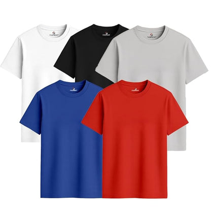 Multicolor men's cotton T-shirt pack by Drpshippr, casual and comfortable everyday wear, affordable under ₹200 in a 5-pack.