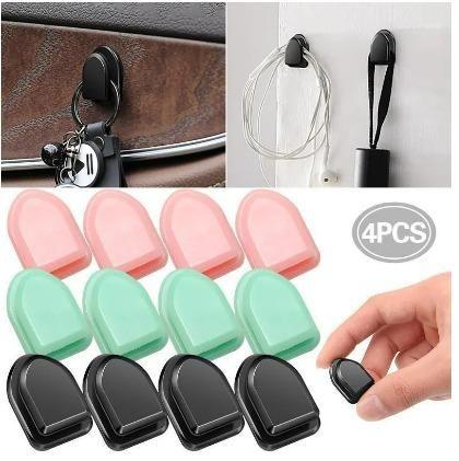 Set of four Drpshippr car hooks organizer for hanging items on car seats and bikes, durable and easy to install.