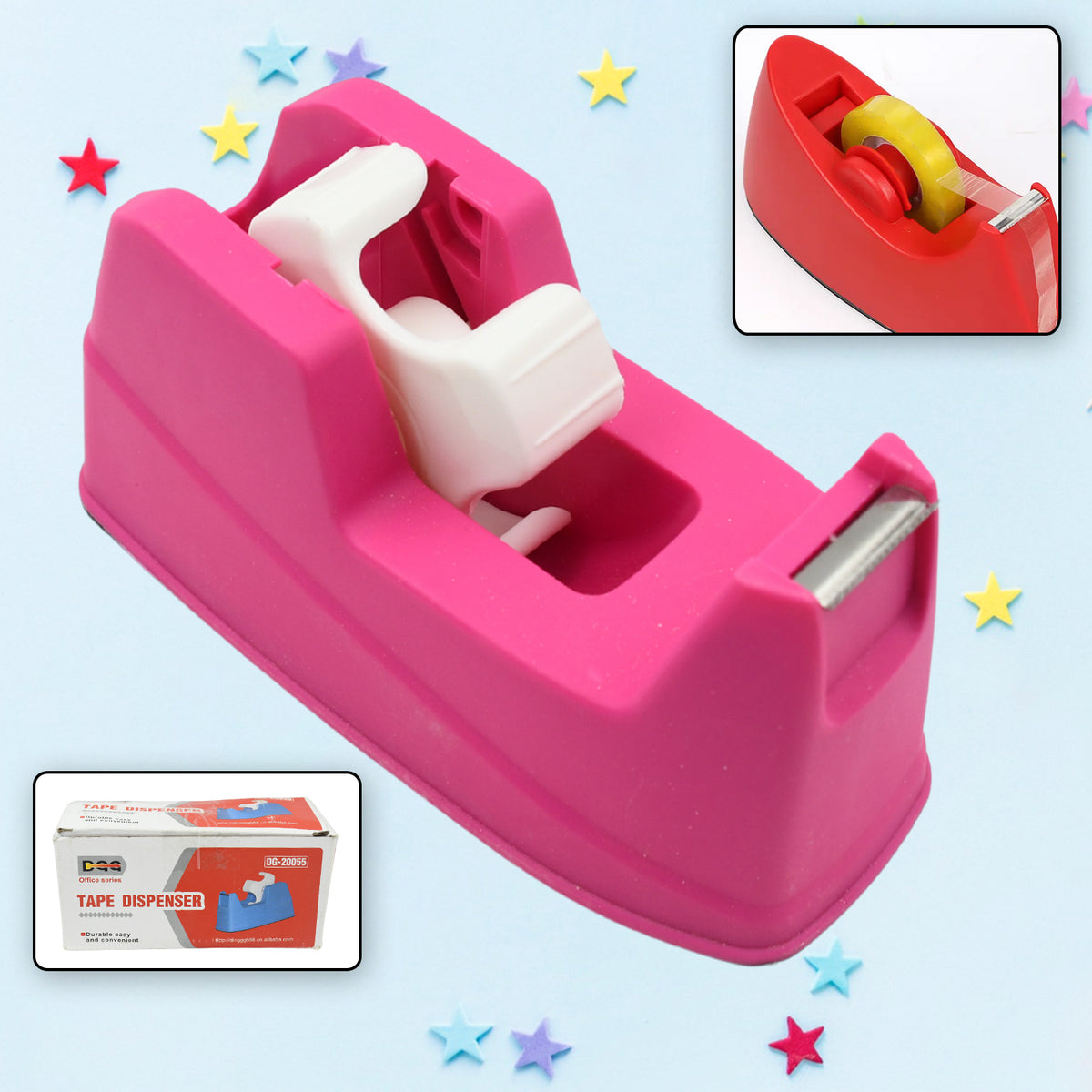 Wukusy plastic tape dispenser cutter for home office use, with a compact design for stationary and packaging tape, weight 631 grams.