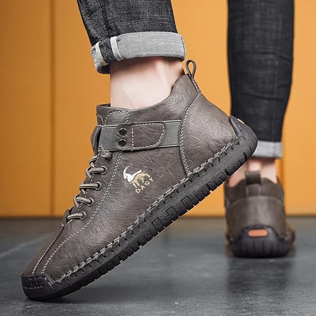 Men's Drpshippr Chukka Boots and casual sneakers for fashion and running, perfect for monsoon arrivals, shown in dark brown leather.