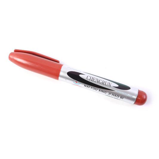 Maroon Wukusy premium permanent marker pen showing fine tip and ink flow on a white background.