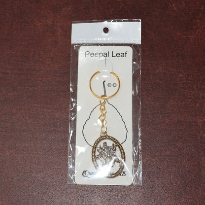Maa Durga Oval Frame Golden Keychain (1 Pc)