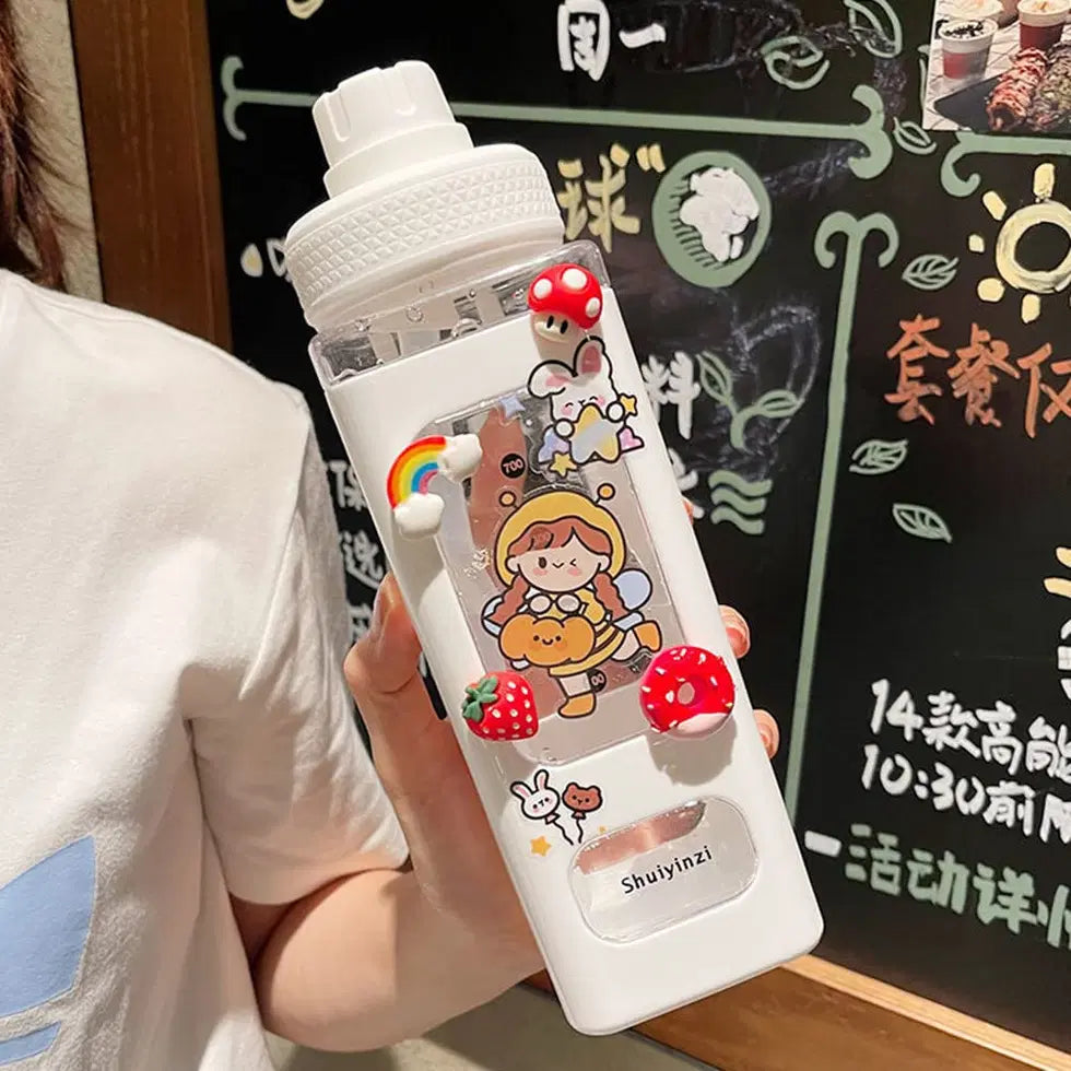 Kawaii 38011 water bottle with lid and straw, 700 ml reusable drink bottle