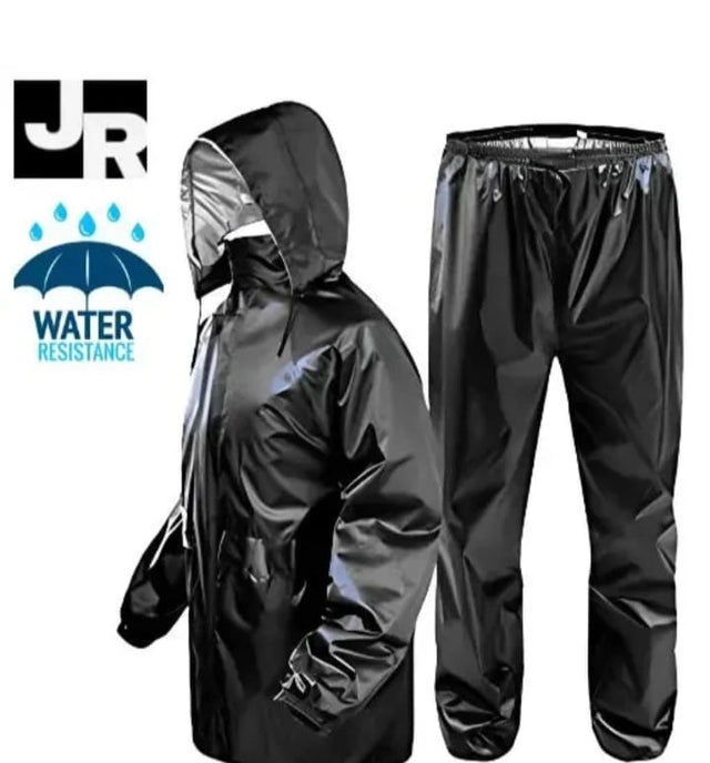 Polyester Full Sleeves Rainsuit Set for Men (Black, M)