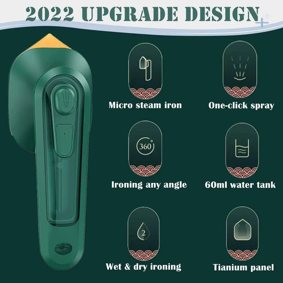 Mini portable iron travel steamer by 1238, handheld device for dry and wet ironing, ideal for home and outdoor use