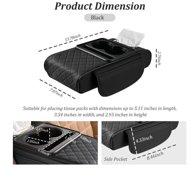 Car armrest cushion with built-in mobile holder from 35880, designed for comfortable driving and convenient phone access.