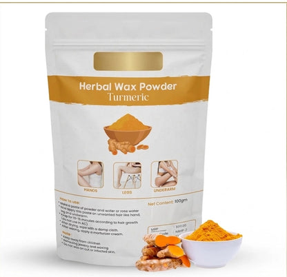 Turmeric Wax Powder for body hair removal, pack of 3, natural hair removal powder by 31092, shown in a clear image.