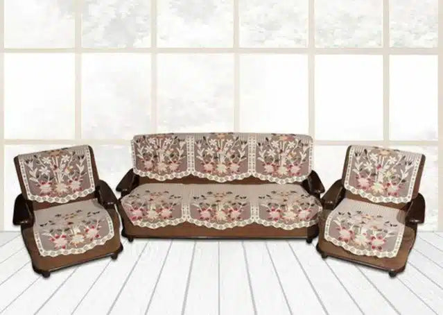6201 sofa cover draped over a plush sofa, showcasing the protective fabric and stylish design for furniture protection.
