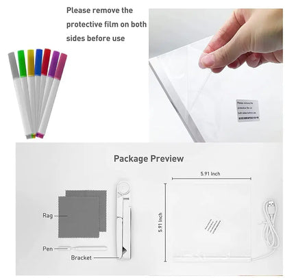 3D LED light glass acrylic writing pad with LED strips by 38011