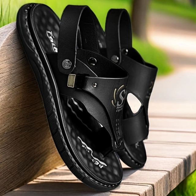 Men's Casual Synthetic Leather Sandal Black