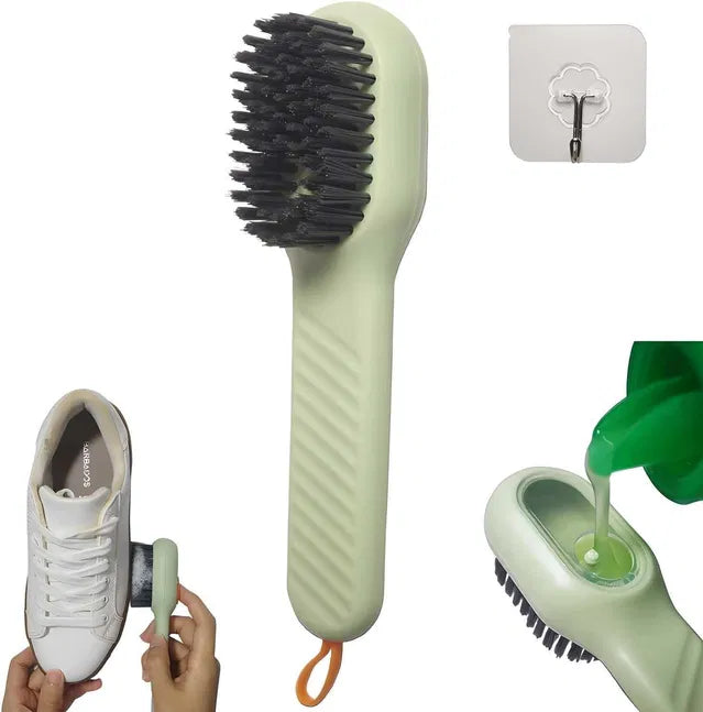 19357 multifunctional shoe polishing brush with bristles for cleaning and shining leather shoes, close-up view of the brush head