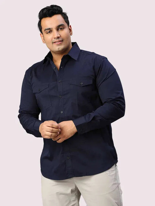 Men Cotton Blend Double Pocket Full Sleeves Shirt Pack of 2