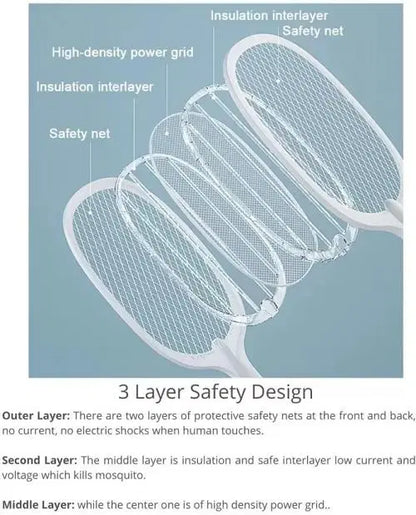 1238 Grab Kart mosquito killer racket with black handle and electric grid for mosquito zapping, handheld mosquito bat for pest control