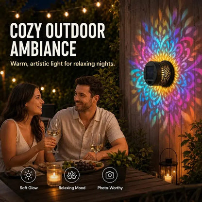 Outdoor decorative wall light featuring Diwali-themed string lights with warm illumination, perfect for festive home decoration.