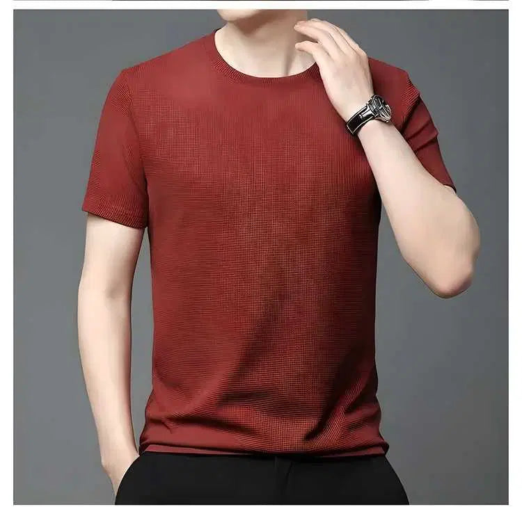 Men's 1238 4-way stretch round neck T-shirt, flexible and comfortable men's T-shirt in a neutral color.