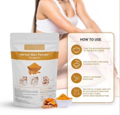 Turmeric wax powder for body hair removal in a pack of three, natural hair removal powder with turmeric, by brand 31092