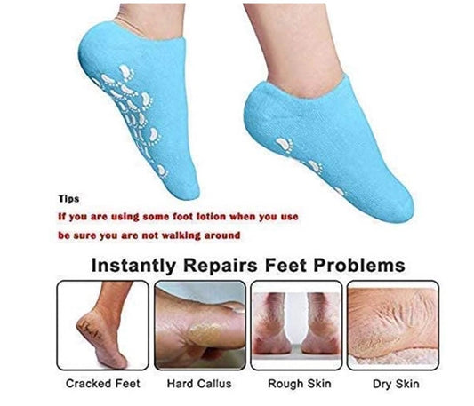 Moisturizing silicone gel spa socks by 19202, soft and flexible foot care socks for hydrating skin, shown in black.