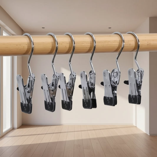 Stainless Steel Hangers with Clips Stylish 10pcs (Pack of 1)