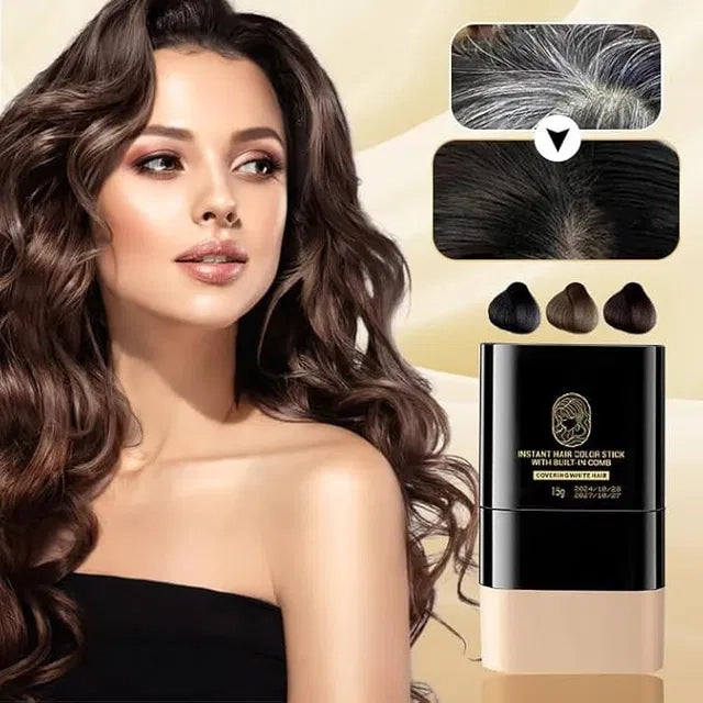 Gray hair dye stick with built-in comb by 18057, 2-in-1 touch-up comb pack, designed for easy hair color application.