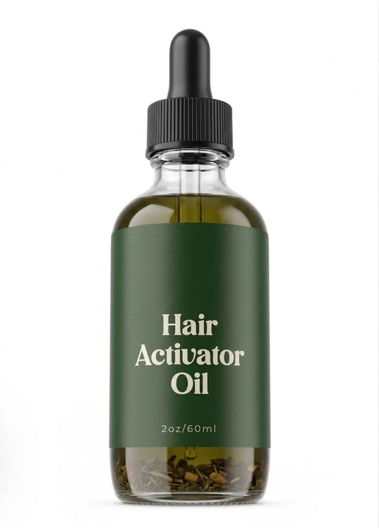 Bottle of 35930 Hair Activation Growth Oil 50ml in a pack of two, showing the sleek black bottle and cap on a white background.