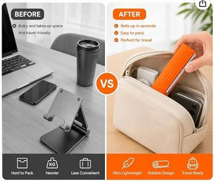 Foldable silicone phone stand by 35561, a portable mobile holder with adjustable mount for hands-free phone viewing.