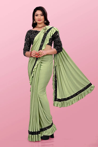 Lycra Blend Solid Saree for Women (Maroon, 6.3 m)