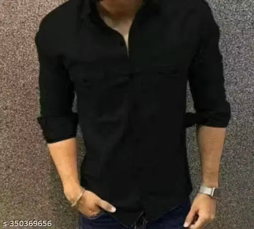 Men's cotton blend full sleeves shirts with double chest pockets, pack of 3, by 6824, shown in various colors and casual style.