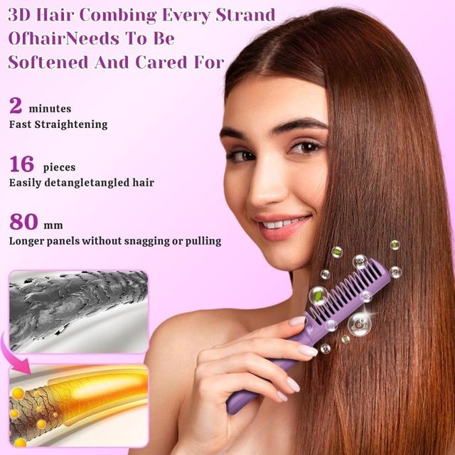 Meneflix cordless mini hair straightener with adjustable hot comb, rechargeable, compact for portable styling.