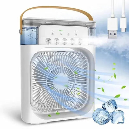 Portable mini air cooler fan by 24505, compact and lightweight device for personal cooling in small spaces.
