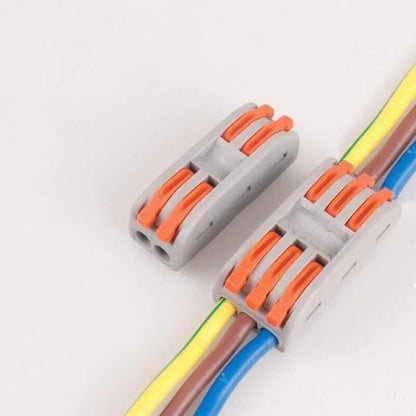 Pack of three reusable quick fast electrical wire cable connectors terminal blocks from 19378, showing metal and plastic components.