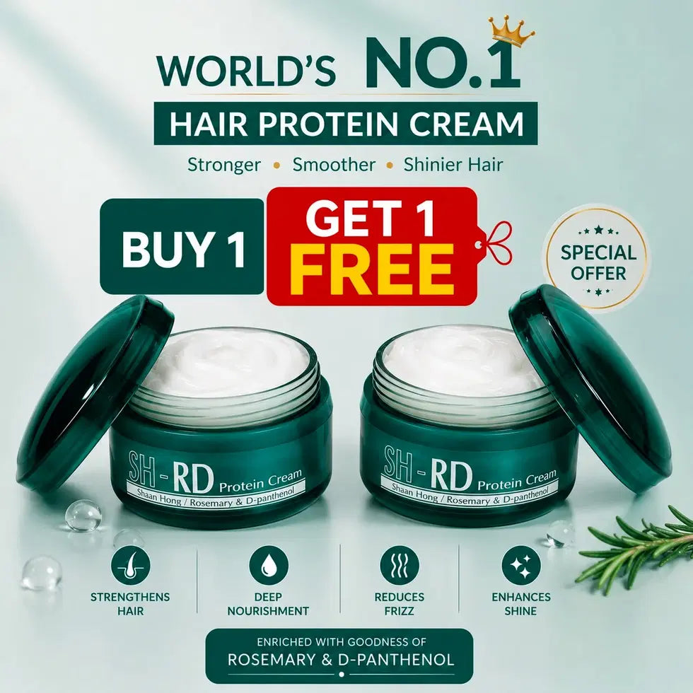 Cream container of 35912 Hair Protein Cream, a nourishing hair treatment in a white jar with a screw-on lid.