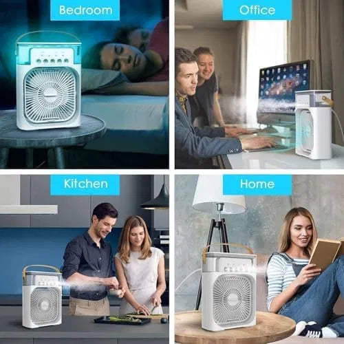 Portable mini air cooler fan by 24505, compact and lightweight with adjustable settings, ideal for personal cooling.