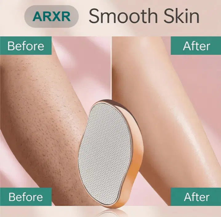 Reusable crystal hair eraser for women and men, showcasing the compact, transparent hair remover device in a pack of two.