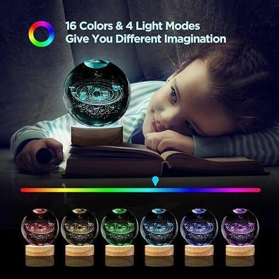 Colorful 3D crystal lamp ball from 26041 smart lights collection, featuring assorted designs and vibrant LED lighting.