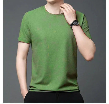 Men's 4-way stretchable round neck T-shirt by 1238, shown in black with a fitted, flexible fabric design.